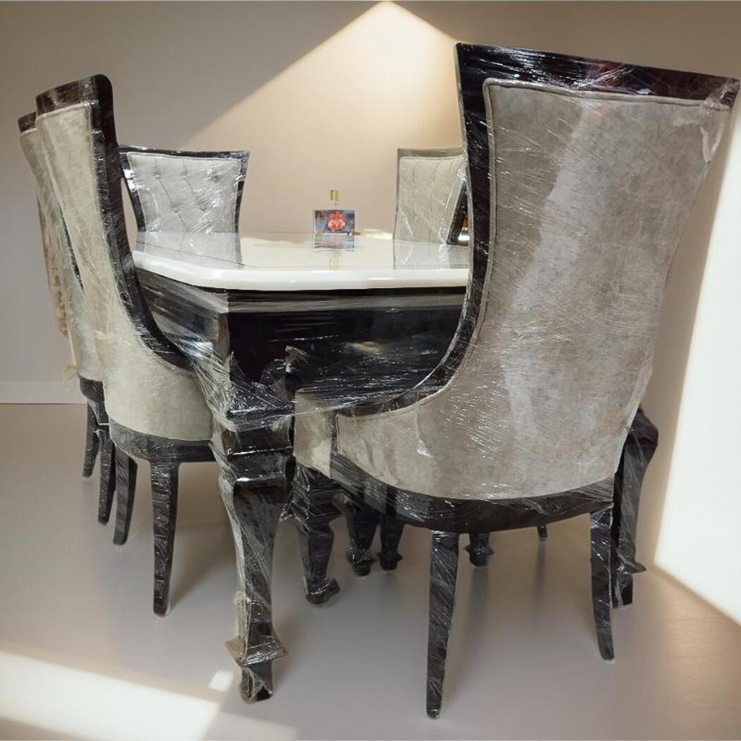 Dining Table and Chairs Set Onyx Stone with Inlay - Image 2